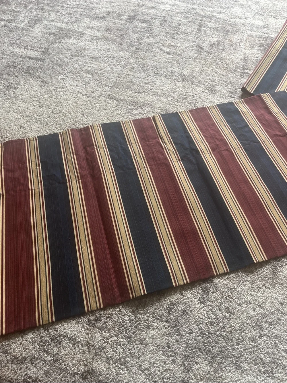 Williamsburg Waverly Striped balloon valance curtains Burgundy, Navy & Cream